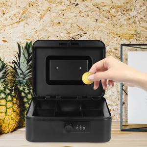 잠금장치가 있는 현금 보관함 가정용 금고 장식용 금고 금속 현금 케이스 대용량 동전 및 수표 보관함