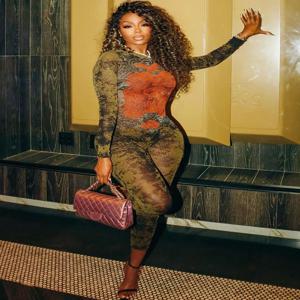 이상한 스타일 섹시한 피트니스 점프수트 여성 타이다이 프린트 라운드넥 긴팔 슬림 스트리트웨어 가을 지퍼 슬림 스트레치 타이트 오버올