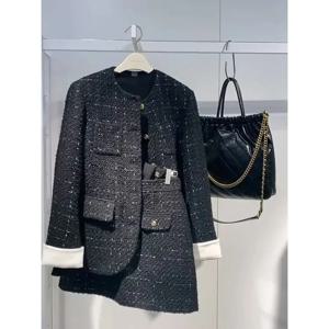 한국 스타일 작은 향기 스타일 가을 겨울 신상 여성 보스 스타일 아우터 스커트 투피스 세트 여성 패션 세트