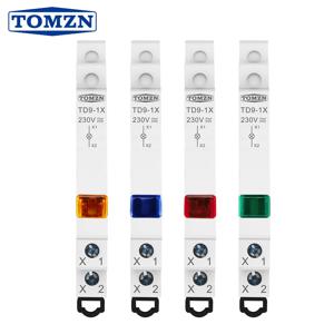 TOMZN DIN 레일 설치 TD9-1X 230V AC/DC LED 8.5mm 신호 표시등 빨강 노랑 파랑 초록 다색 정전 경고등
