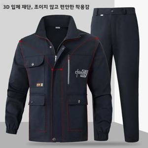 신상 남성 작업복 세트 봄 가을 두꺼운 방염 내마모성 순면 건설 전기 용접 자동차 수리용