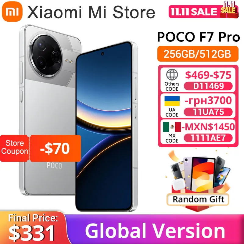 【브랜드+】글로벌 버전 포코 F7 프로 5G 스냅드래곤 8 3세대 50MP 메인 카메라 6.67인치 WQHD+ 플로우 AMOLED 도트디스플레이 90W 하이퍼차지