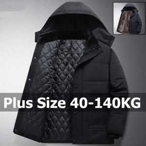 두꺼운 면 재킷 남성 플러스 사이즈 M-8XL 겨울 따뜻한 캐주얼 롱 스타일 후드 포함 다용도 중년 남성 의류 140KG