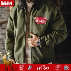 메이든 빈티지 남성용 J001 디트로이트 재킷 라펠 칼라 따뜻한 퀼팅 작업 재킷 헤비웨이트 코튼 사파리 코트 가을 겨울용