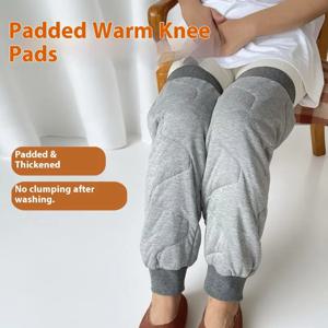 두꺼운 무릎 보온대 노인 여성 남성용 초장형 미끄럼 방지 보온 레그 슬리브 수면용 편안한 면 패딩 무릎 보호대