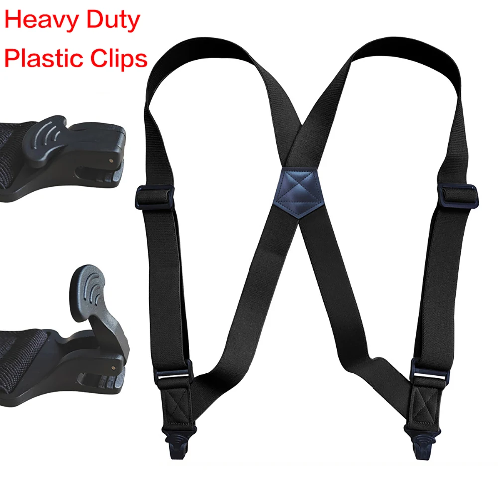 남성용 멜빵 작업 3.8cm 폭 2 플라스틱 클립 헤비 듀티 크고 키가 큰 트럭 운전사 멜빵 조정 가능한 탄성 바지 교정기