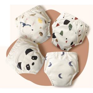 4PCS 베이비 키즈 코튼 변기 훈련 바지 방수 유아 반바지 속옷 재사용 가능한 천 기저귀 기저귀 어린이 팬티