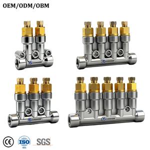 T86 양방향 이동식 인젝터 2/3/4/5 웨이 볼류메트릭 그리스 오일 윤활 분배기 선반/CNC 기계용