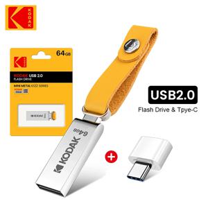 KODAK K122 금속 USB 플래시 드라이브 128GB 64GB 32GB 메모리 스틱 펜 드라이브 USB2.0 pendrive 디스크 U 디스크 메모리 유형-C 어댑터