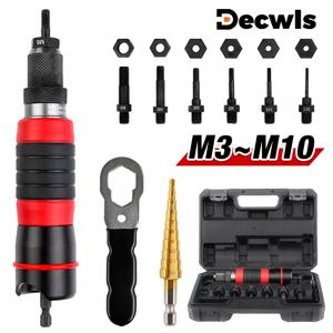 전기 리벳팅 기계 M3 M4 M5 M6 M8 M10 산업용 등급 고속 리벳팅 도구, 가정용 전기 리벳 너트 건, 3-12mm 드릴 비트 및 도구 상자가 있는 리벳 건