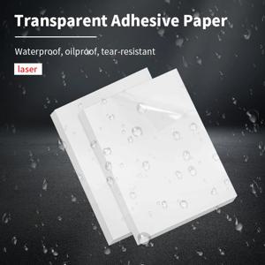 레이저 인쇄용 투명 접착식 종이 라벨 스티커, 긁힘 방지, 방수, 5MIC A4 PET 100%, 20 개