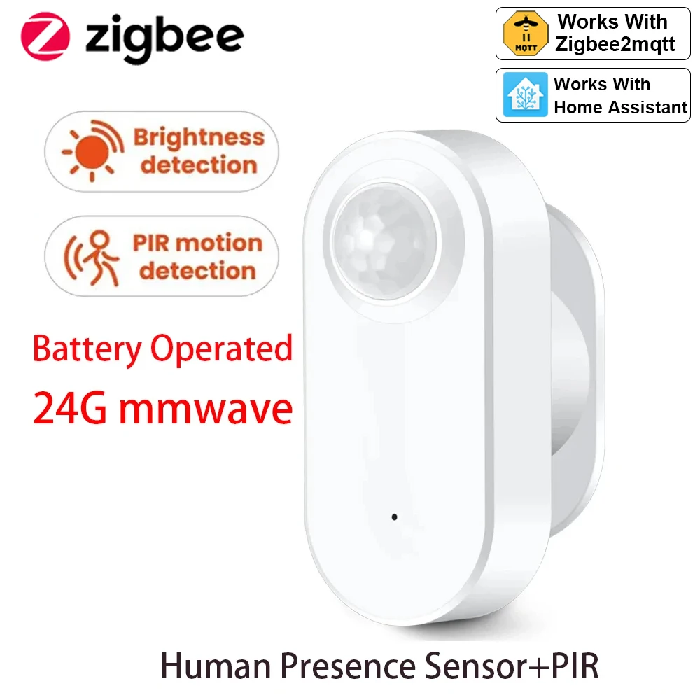 Zigbee 인간 존재 + PIR 모션 감지 센서 휘도 감지기 배터리 작동 지원 Zigbee2mqtt 홈 어시스턴트