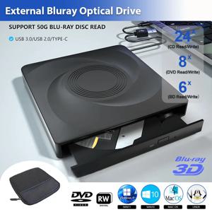 노트북 PC용 외장형 블루레이 드라이브 Windows 11 10 Mac BD/CD/DVD -/+RW 광학 드라이브(보관 가방 포함) DVD 버너 플레이어 리더