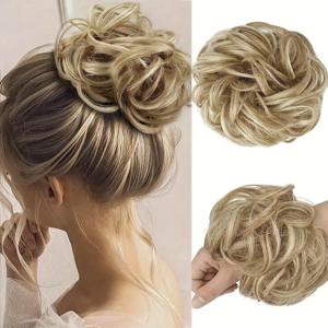 합성 지저분한 롤빵 Chignon 도넛 헤어 패드 탄성 헤어 로프 고무 밴드 블랙 브라운 금발 헤어 피스 여성용