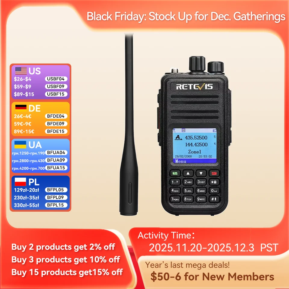 Retevis RT3S DMR 전문가용 워키토키 무전기세트 장거리 무전기 디지털 워키토키 햄 주파수 복사 기기 아마추어무전기 장거리 무전기 한국 고성능라디오 송수신기 자전거용 라디오 UHF VHF 지원 GPS APRS 기능