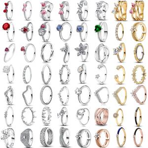 어머니의 날 선물 여성을위한 925 스털링 실버 레드 화이트 반지 지르콘 스파클링 파인 FIt 연인 결혼 기념일