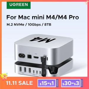 Mac Mini M4 M4 Pro M.2 NVMe SSD 8TB 최대 10Gbps USB-A&C 포트 SD&TF 170MB/s USB 분배기 도크용 UGREEN USB 허브 도킹 스테이션