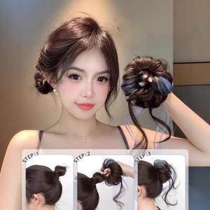 27cm 합성 가발 하이라이트 염색 드래곤 수염 마루코 헤드 가발 여성 달콤한 다채로운 꽃 봉오리 헤어 번