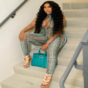 Macheda Sexy Hollow Jumpsuit 여성 Serpentine Print Turtleneck 민소매 스키니 피치 힙합 미드 나잇 클럽 파티 패션 작업복