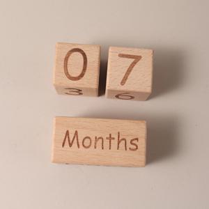 아기 사진 촬영 필수품 - 월 및 마일스톤 큐브 소품 월별 성장 블록 너도밤나무
