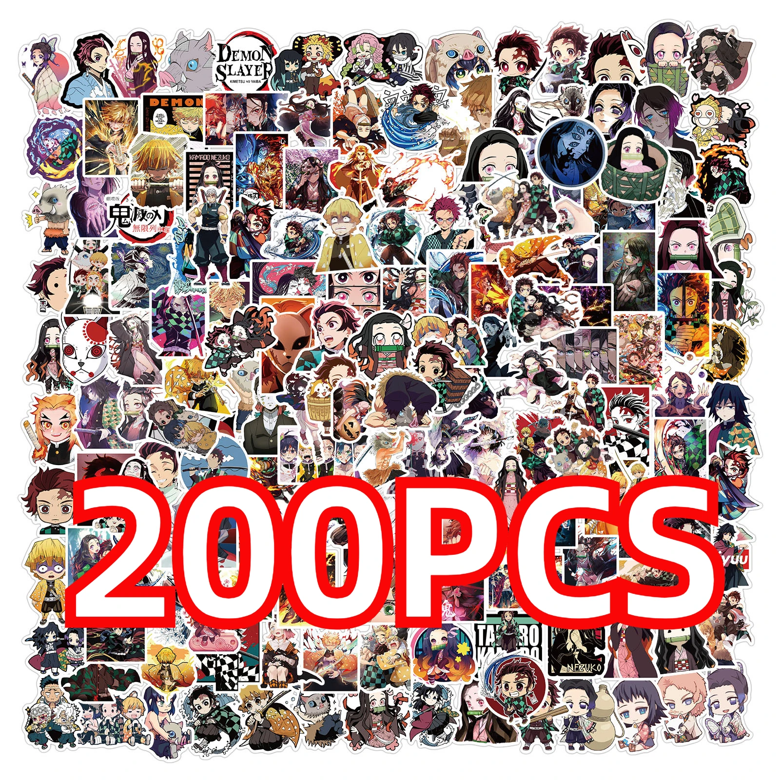 100/200pcs 노트북 가방 스케이트 보드 기타 전화 만화 스티커 아이 선물 장난감에 대 한 만화 애니메이션 악마 슬레이어 스티커