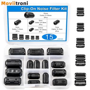 15pcs 클립 온 노이즈 필터, 페라이트 코어 초크 링 RFI EMI 노이즈 억제기 케이블 클립 3.5-13mm