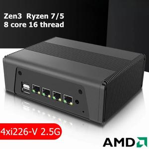 신형 AMD 미니 PC 라이젠 7 5825U 5800U 4x 인텔 i226-V 2.5G NAS 서버 방화벽 어플라이언스 소프트 라우터 3*NVMe 2*SATA 3x4K UHD