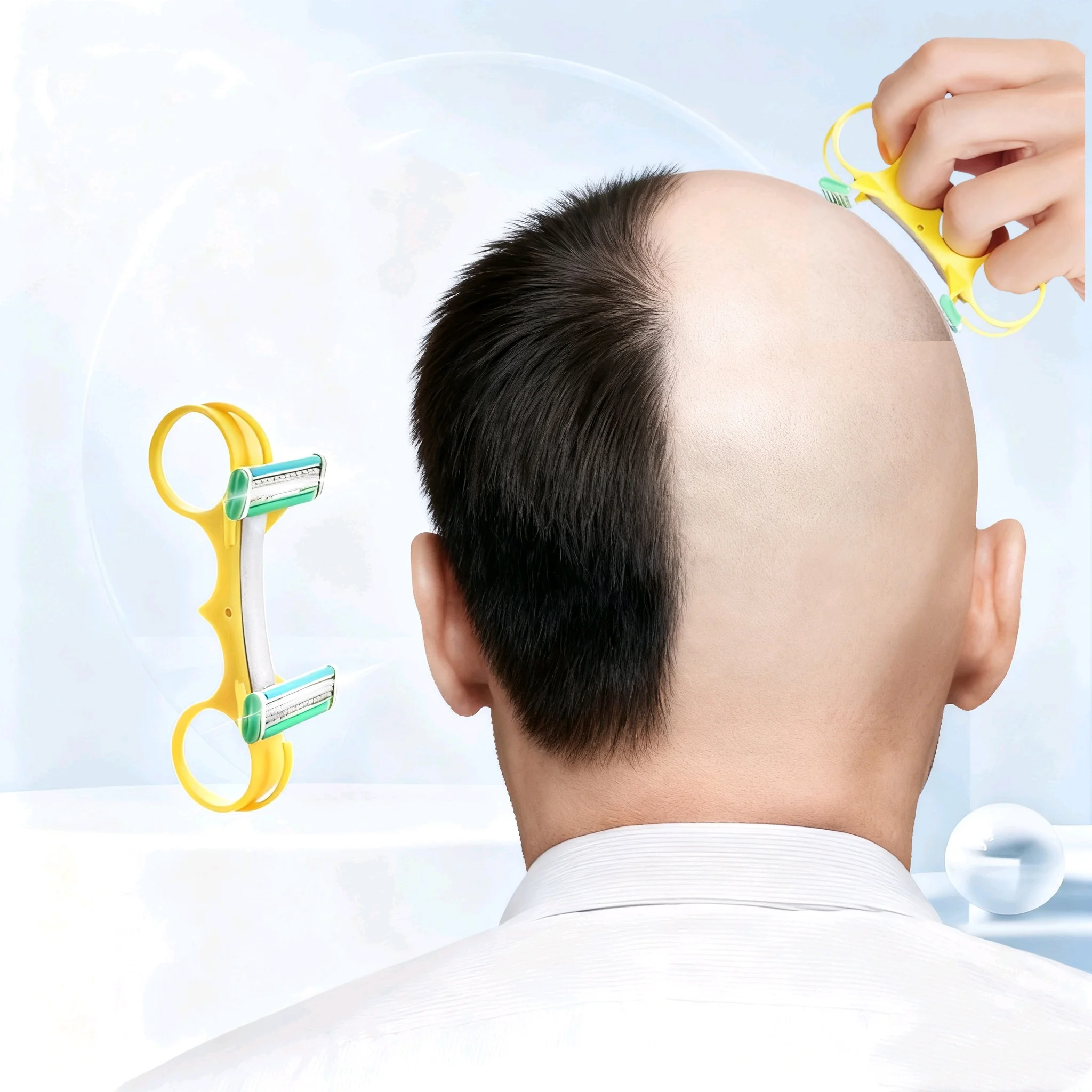 빠른 대머리 이발기 - 가정용 창의적인 남성 헤어 그루밍 도구, 휴대용 대머리 면도기