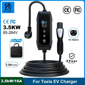 테슬라 전기차 충전기용 evsow 3.5KW 16A 단상 전기차 충전기, 조절 가능한 전류 및 충전 시간 설정 가능 TS-NACS EVSE 월박스