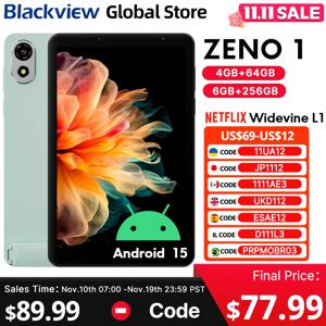 신형 블랙뷰 제노 1 태블릿 8인치 디스플레이 4G LTE 와이드바인 L1 안드로이드 15 옥타코어 64GB 256GB 6000mAh 도크 AI 소형 패드 PC