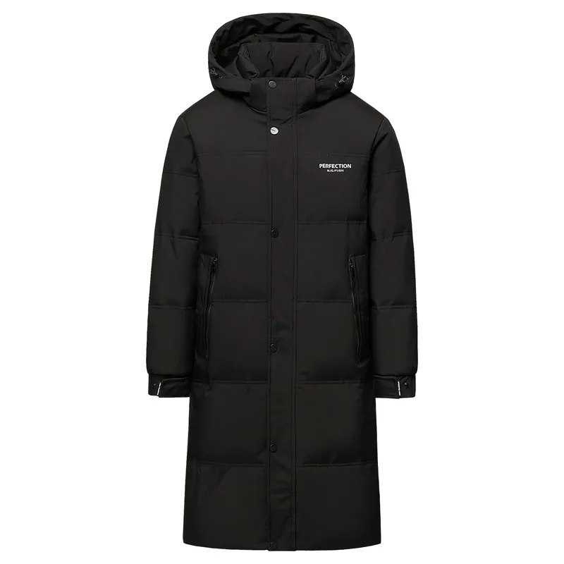 겨울 럭셔리 브랜드 남성 다운 재킷 코트 파카 패딩 따뜻한 푸퍼 재킷 롱 남성 재킷 무릎 길이 두꺼운 후드 HXY0258