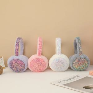 여성용 귀마개 한국어 반짝이 도파민 카와이 다용도 플러시 겨울 벨벳 방풍 접이식 고품질 귀마개 소녀용