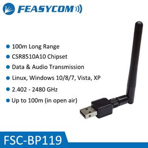 Feasycom FSC-BP119 100m 장거리 BT 4.0 동글 클래스 1 SMA PnP USB 블루투스 어댑터 윈도우 10/8/7, XP, 비스타, 리눅스용