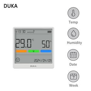 DUKA Atuman 전자 온습도 센서 미터 THSE 충전식 미니 디지털 시계 LCD 화면 온도계 습도계