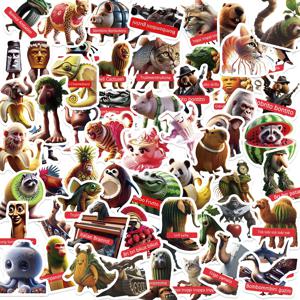 60Pcs 이탈리아 Brainrot Tung Tung Tung Sahur 스티커 크리 에이 티브 장식 데칼 만화 낙서 스티커 수하물