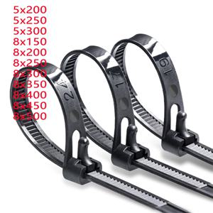 30PCS 탈부착 가능한 나일론 스트랩 화이트 5mm 8mm 재사용 가능한 플라스틱 자물쇠 스트랩 신축 가능한 지퍼 스트랩 고정 스트랩 블랙 5 * 200 8 * 300 8 * 400 8 * 500mm