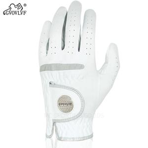 1pc 남자 골프 장갑 마이크로 부드러운 패브릭 통기성 골프 장갑 마그네틱 마커 교체 가능한 흰색 장갑