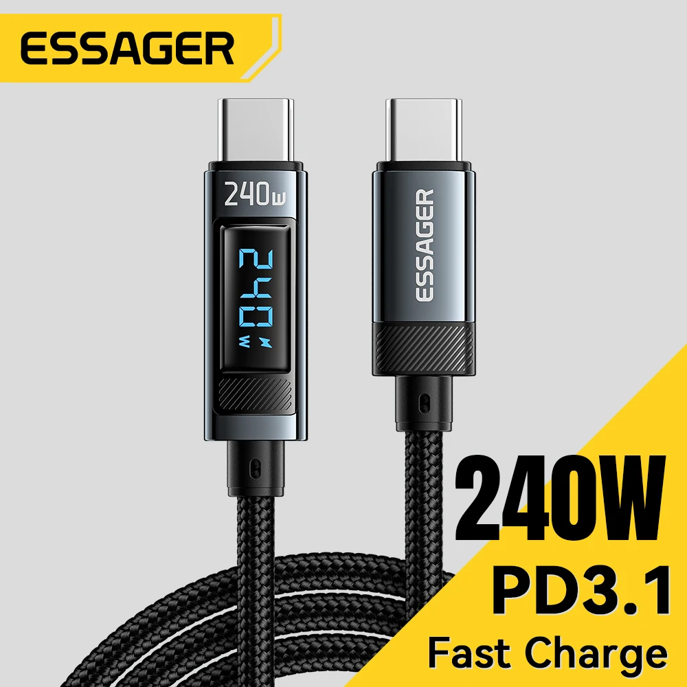 Essager 240W USB 유형 C-USB C 케이블 100W PD 3.1 iPhone 15 Pro max Macbook Pro Xiaomi Samsung 용 고속 충전 충전기 와이어