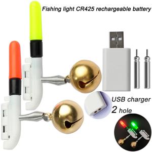 GOBAIT 낚시 라이트 스틱로드 벨 LED CR425 3.6V 배터리 USB 충전 빛나는 태클 밤 밝은 램프 도구 물고기 물린 경보