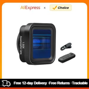 휴대 전화 아나모픽 영화 렌즈 1.55X 변형 영화 제작 렌즈 범용 렌즈 클립이있는 전화 영화 렌즈 운반 가방