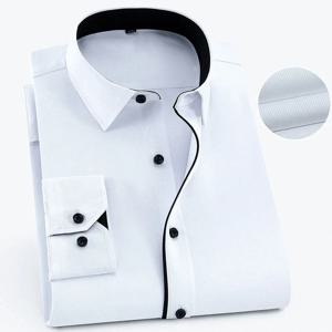 플러스 대형 8XL 7XL 6XL 남성 비즈니스 셔츠 긴 소매 봄 가을 사회 솔리드 컬러 웨딩 파티 사무실 흰색 셔츠