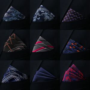 브랜드 스카프 남자 진한 파란색 줄무늬 만우절 맞는 공식 파티 포켓 스퀘어 손수건 정장 액세서리 남자 넥타이