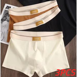3Pcs 남자 속옷 Hombre 팬티 Boxershorts 편안한 통기성 코튼 속옷 섹시한 속옷 솔리드 컬러 복서 반바지