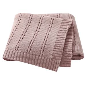 세로 줄무늬 솔리드 컬러 아기 면화 담요 일반 니트 아기 소년 소녀 신생아 유아용 모슬린 Swaddle 담요