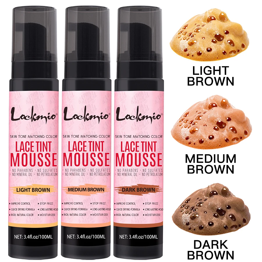 LOCKMIO 천연 레이스 틴트 스프레이 염색 폼 무스 여성용 100ML 가발 메쉬 스킨 피팅 보이지 않는 착색제 코스프레 가발 염료 안개