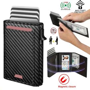 2024 새로운 남성용 비즈니스 지갑 멀티 카드 슬롯 마그네틱 인클로저 RFID 차단 여행용 지갑 카드 홀더 카드 팩