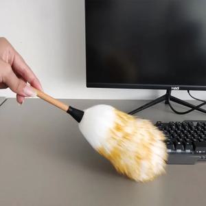 확장 가능한 양모 집진기 나무 손잡이 부드러운 양모 브러시 정전기 방지 경량 가정용 자동차 청소용 부드러운 멀티 서