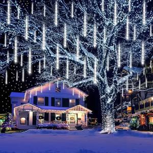 유성우 비 빛 야외 나무 장식 USB 전원 떨어지는 빗방울 고드름 조명 192Led 매직 가든 파티 축제 빛