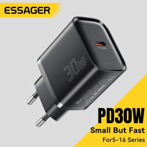 Essager 미니 30W 유형 C 충전기 PD QC3.0 iPhone 16 15 14 13 Pro 용 고속 유형 C 충전기 Samsung S25 Xiaomi iPad 여행용 어댑터