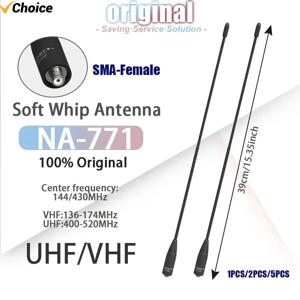 1/2/5 PCS NA-771 소프트 휩 안테나 기존 Nagoya VHF UHF SMA-여성 UV-K5(8) 워키 토키 UV-5R 라디오 용 고 이득 안테나